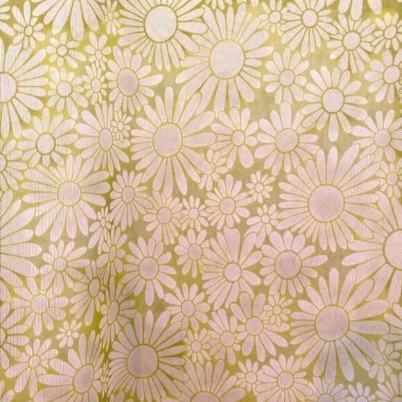 Semi Sheer Levi's Mesh Top XS Green White Daisy Print Mockneck Boho Layering - Picture 7 of 8